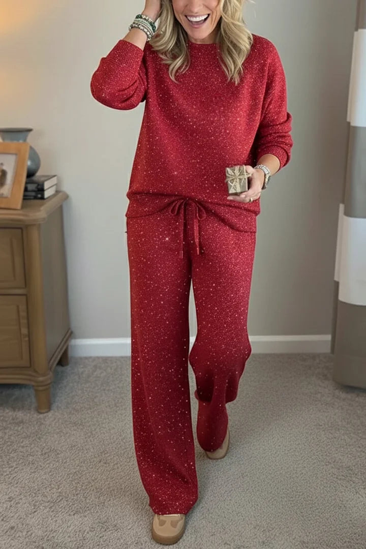 Women’s Shimmer Jersey Wide-Leg Lounge Set