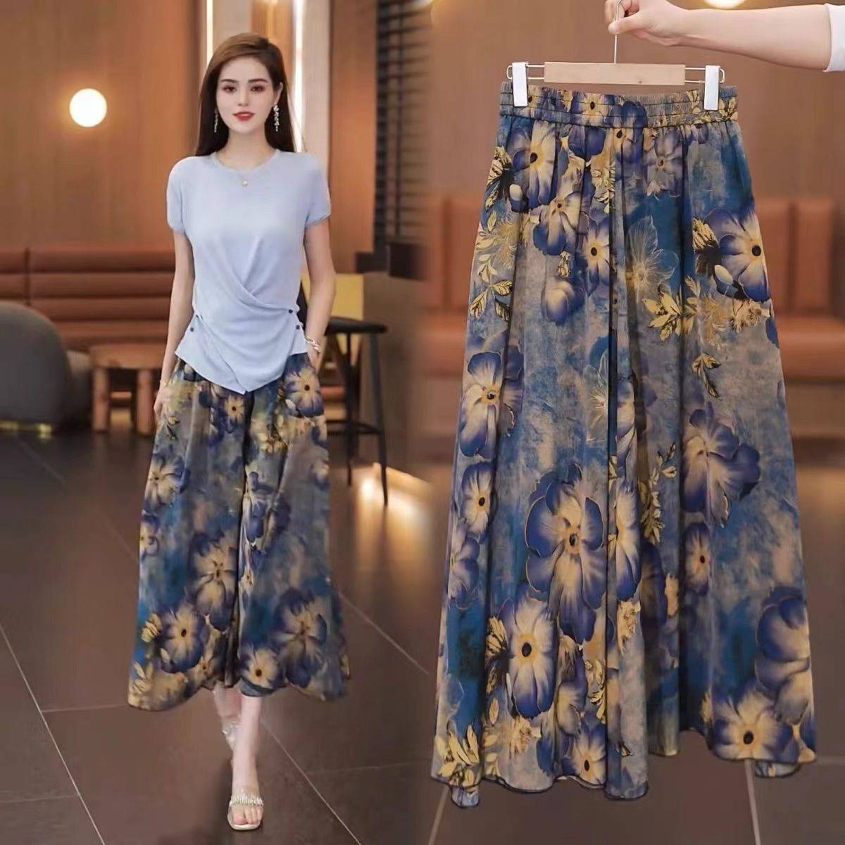 Women's Floral Wide-Leg Pants