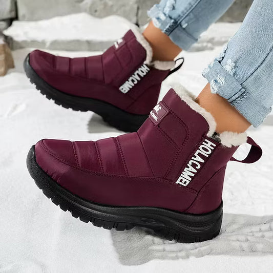 Women's Quilted Ankle Boots with Fuzzy Trim