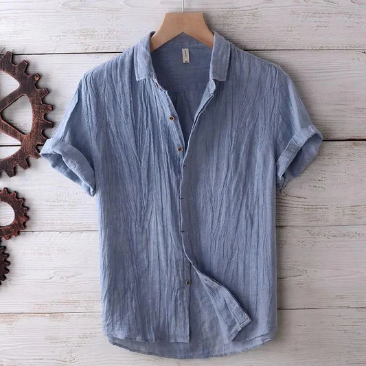 Men's Textured Short-Sleeve Button-Up Shirt