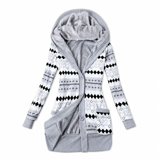 Women's Hooded Button-Front Knit Cardigan