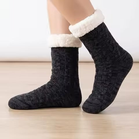 Unisex Knit Slipper Socks with Fold-Over Cuffs