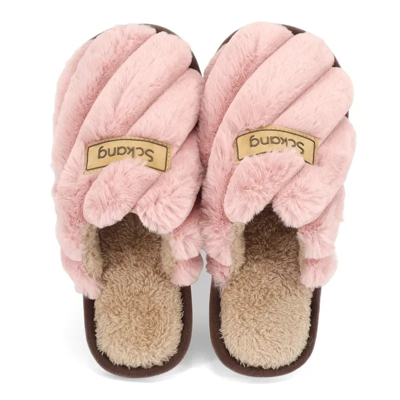Women's Braided Plush Slide Slippers