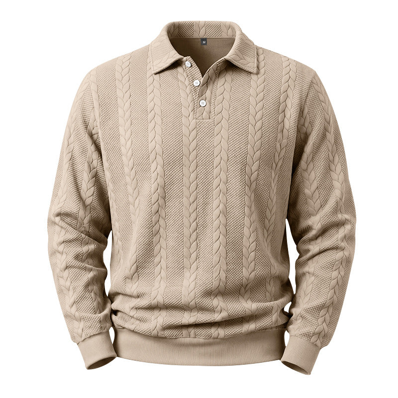 Men's Cable Knit Collared Sweater