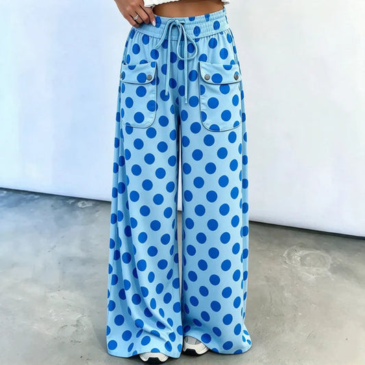 Women's Polka Dot Wide-Leg Pants