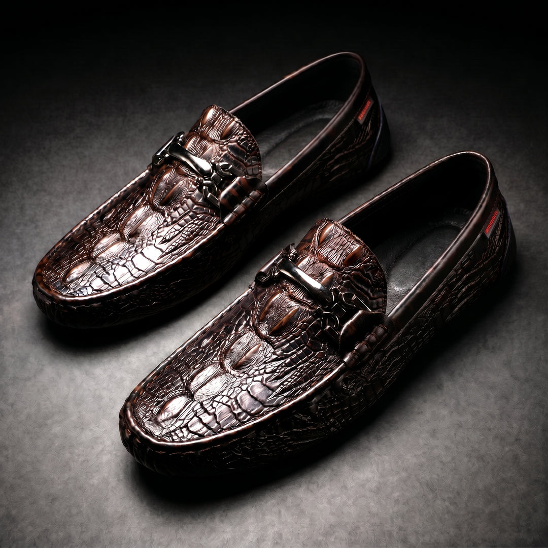 Men's Croc-Embossed Slip-On Loafers