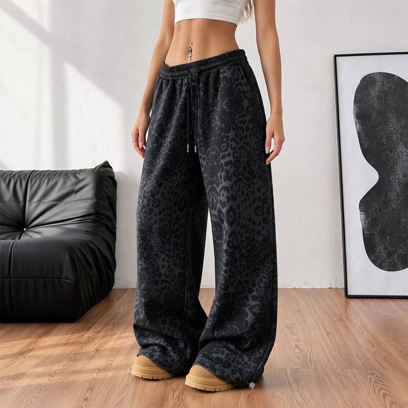 Women's Leopard Print Wide-Leg Pants