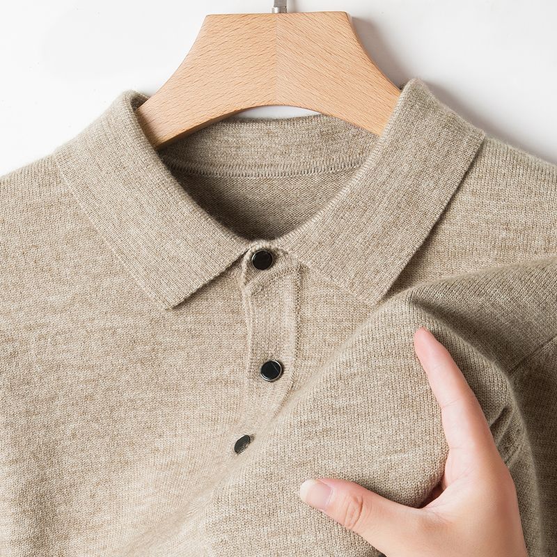 Men's Long-Sleeve Collared Pullover Sweater