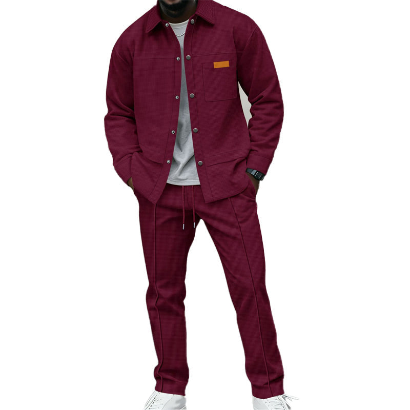 Men's Textured Jacket and Pants Set