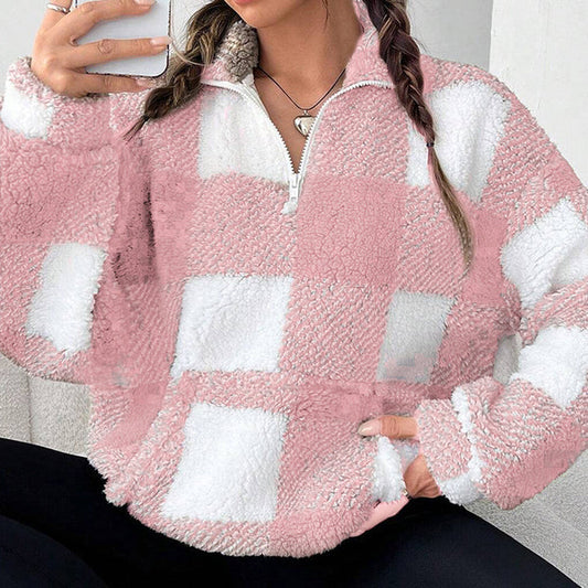 Women's Plaid Quarter-Zip Pullover