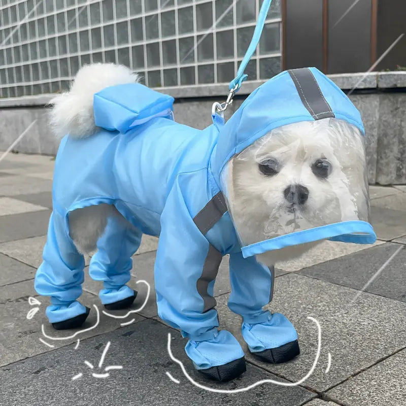 Full-Coverage Dog Raincoat with Hood and Boots