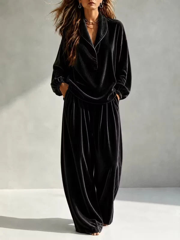 Women’s Velvet-Look Relaxed Pants Set