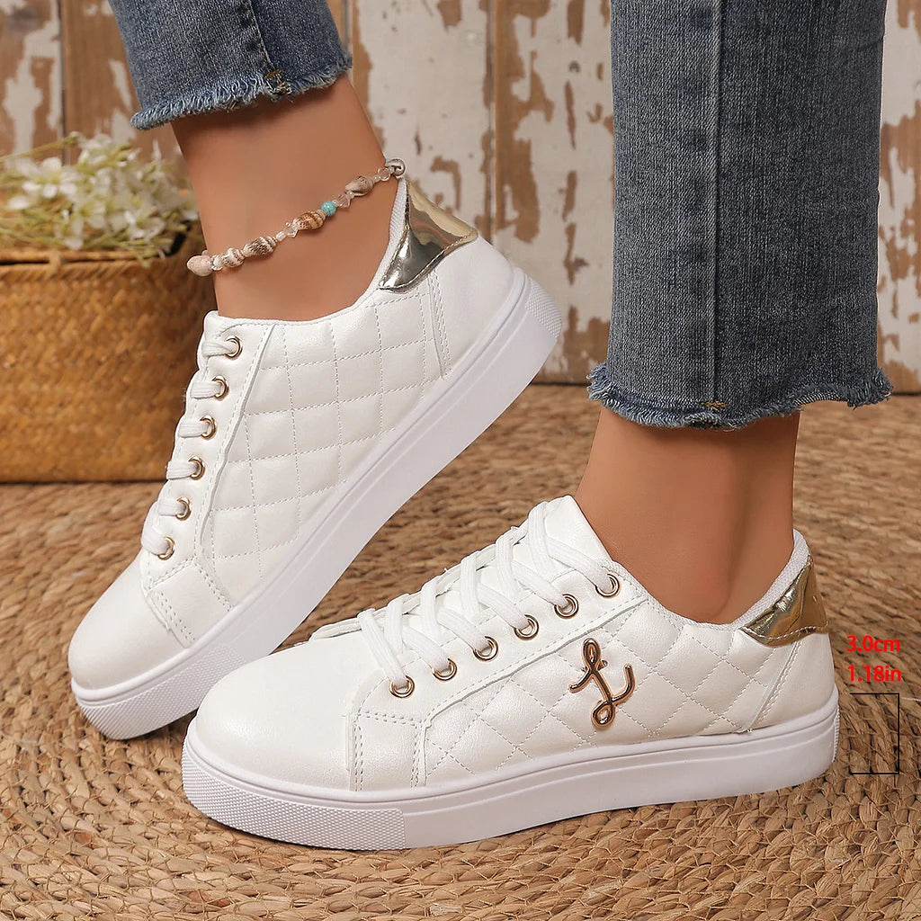Quilted Lace-Up Casual Sneakers