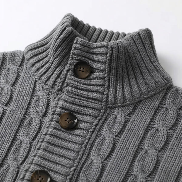 Men’s Stand Collar Button Knit Cardigan