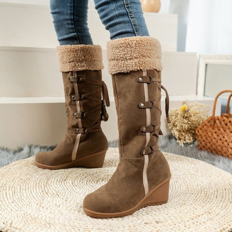 Women's Wedge Boots with Buckle Details