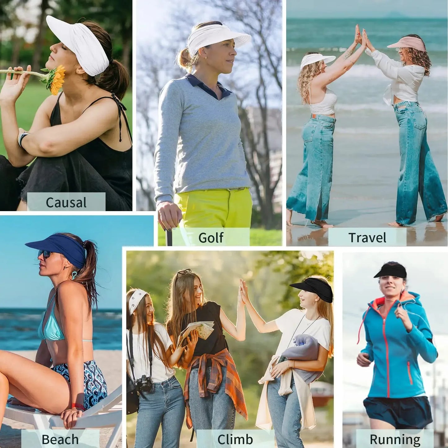 Women’s Wide Brim Open-Top Sun Visor Hat