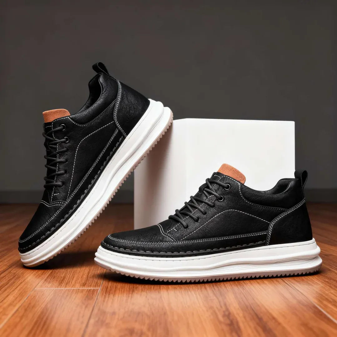 Men’s Leather-Look Lace-Up Casual Sneakers