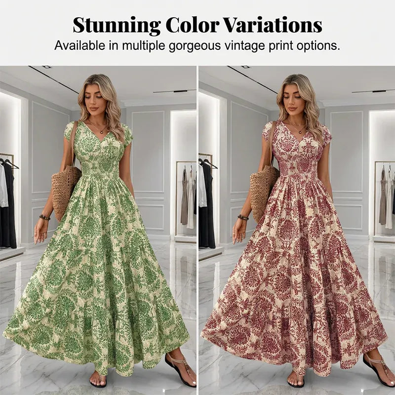 Women’s Floral Smocked Waist Maxi Dress