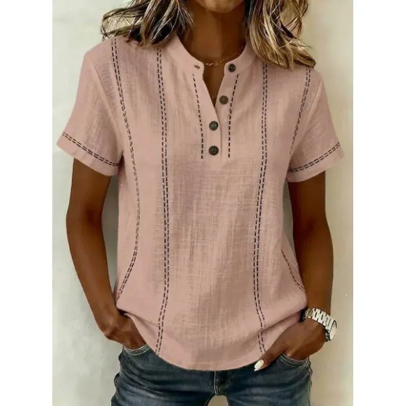 Women’s Short Sleeve Button Henley Top