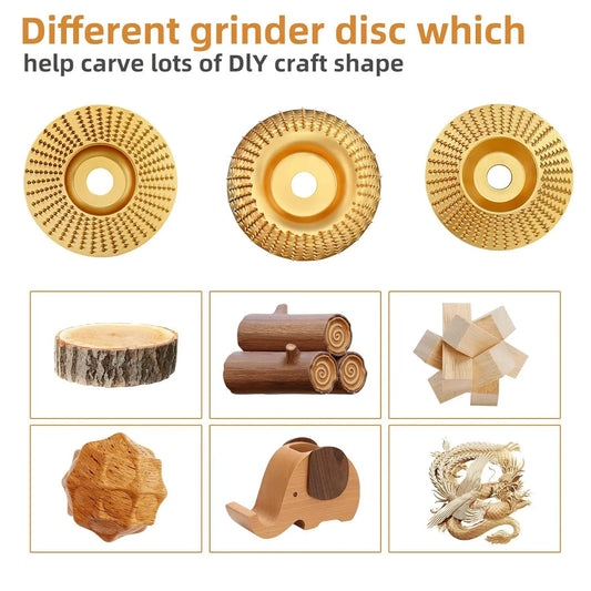 3PCS Tungsten Wood Carving Disc Set for Angle Grinder