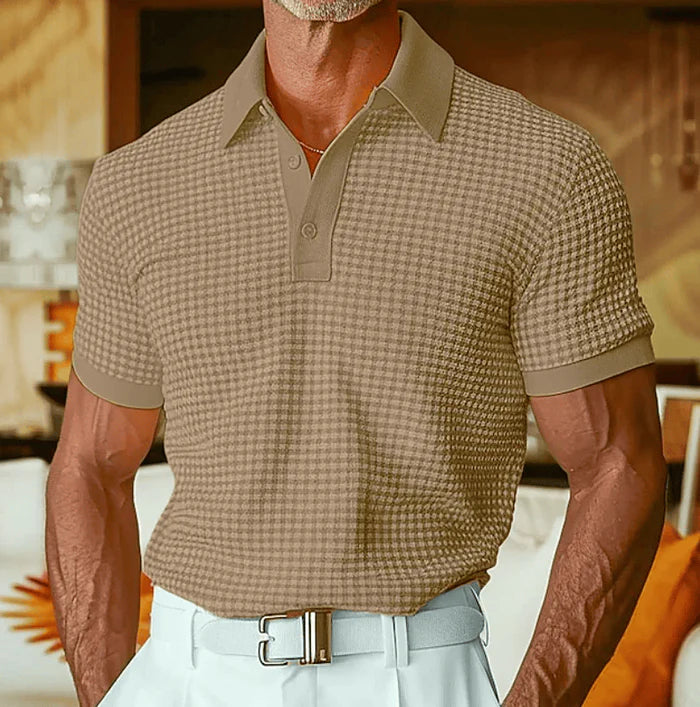 Men's Textured Short-Sleeve Polo Shirt