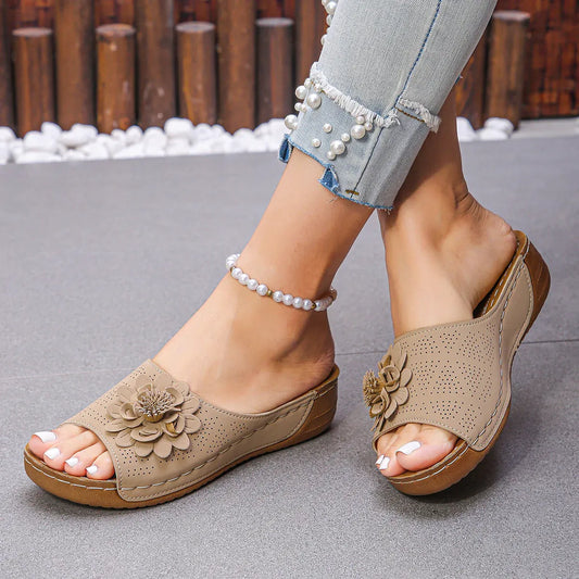 Women’s Floral Open-Toe Comfort Wedge Sandals