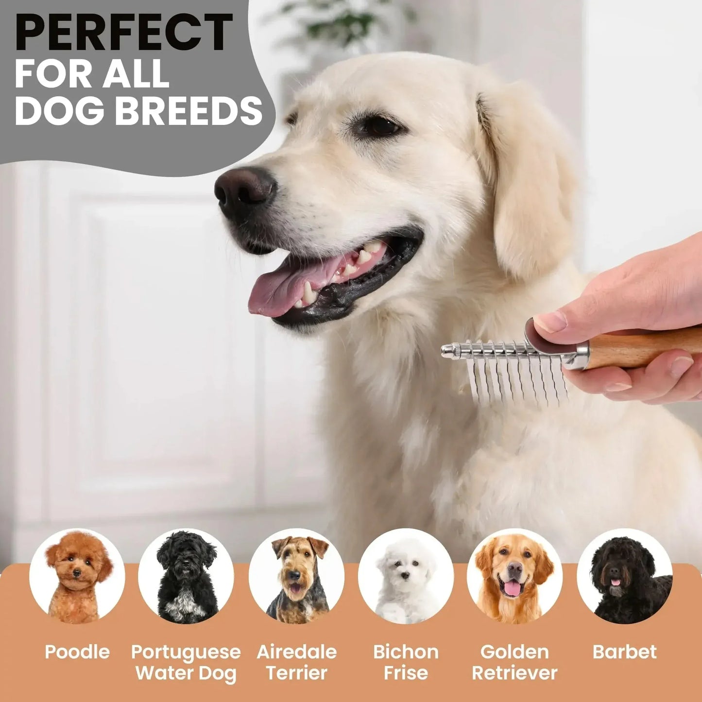 Dog Dematting Brush & Undercoat Rake for Tangles & Mats