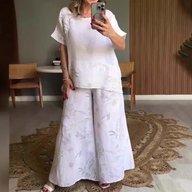 Women’s Printed Two-Piece Wide-Leg Pants Set