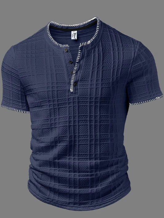 Men's Textured Henley Short Sleeve Shirt
