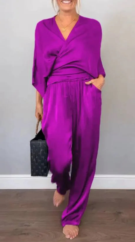 Women’s Wrap-Front Wide-Leg Jumpsuit