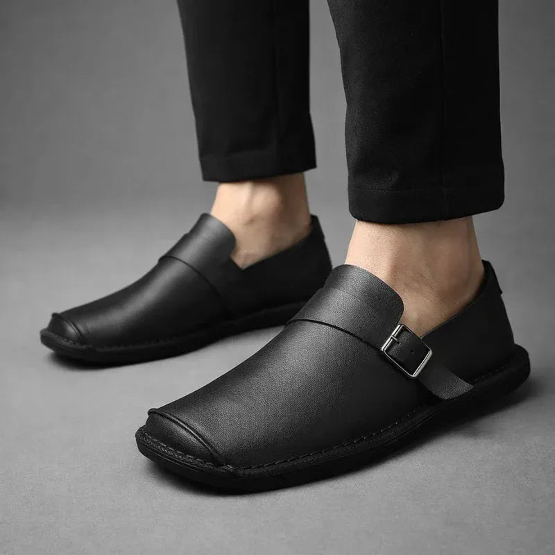 Men’s Leather-Look Buckle Loafers