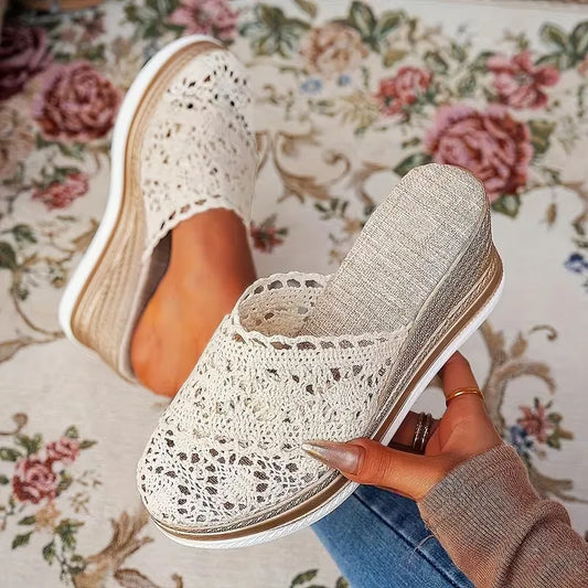 Women’s Crochet Wedge Mule Sandals