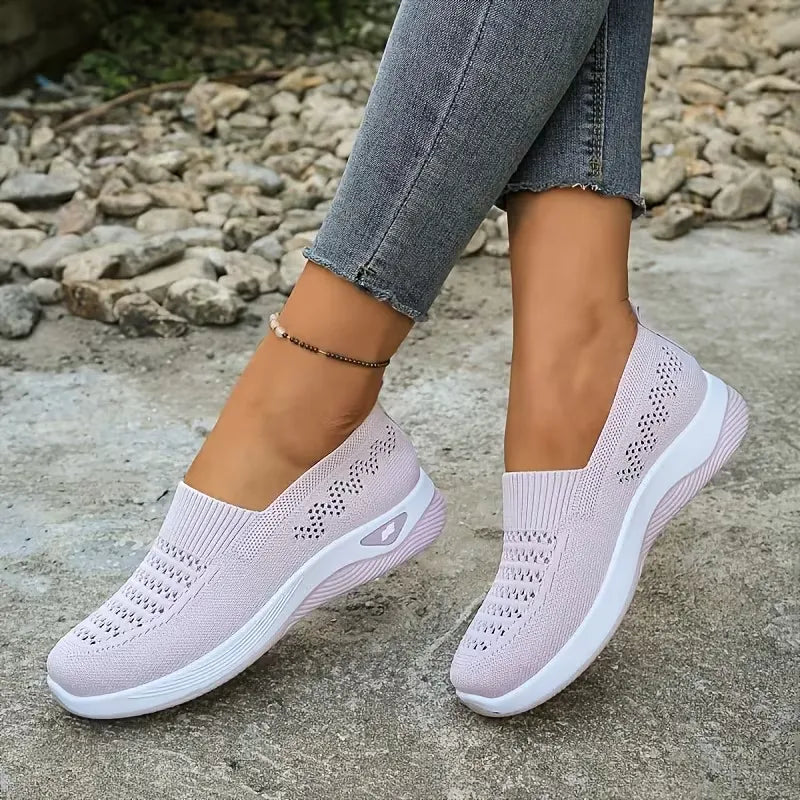 Women’s Breathable Knit Slip-On Walking Sneakers