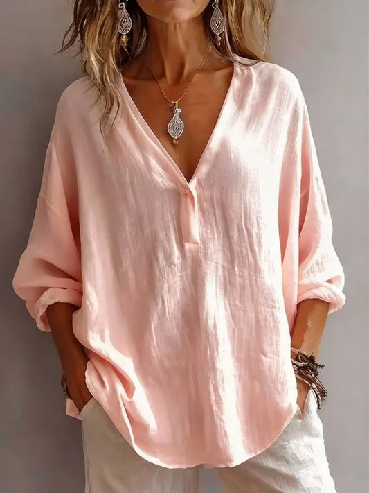 Women's Relaxed V-Neck Tunic Blouse