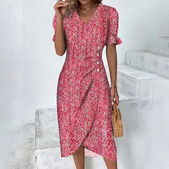 Women's Floral V-Neck Wrap Dress
