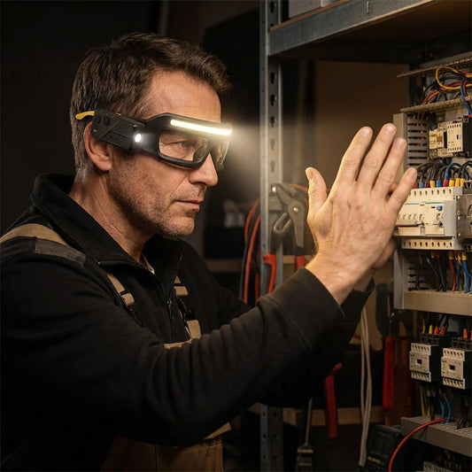 Rechargeable Motion Sensor LED Headlamp Glasses for Hands-Free Work