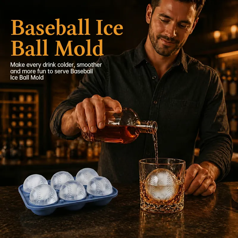 Baseball Ice Ball Mold Tray for Whiskey & Cocktails