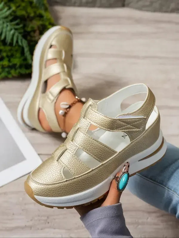 Women’s Cutout Hook-and-Loop Wedge Sneakers