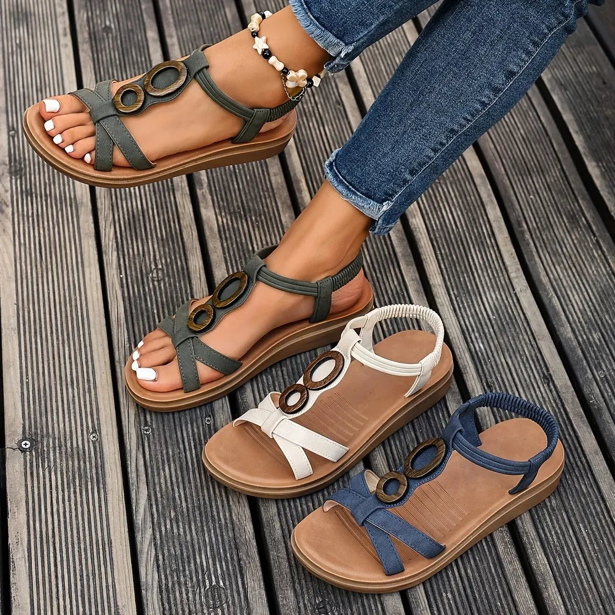 Women’s Comfortable Elastic Strap Flat Sandals