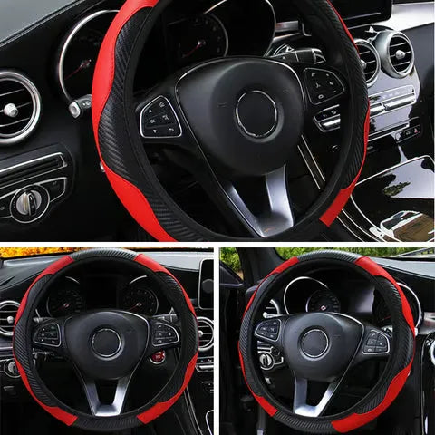 Carbon-Style Car Steering Wheel Cover