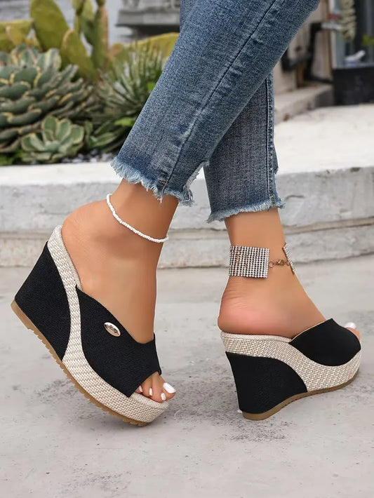 Women’s Peep-Toe Wedge Mule Sandals