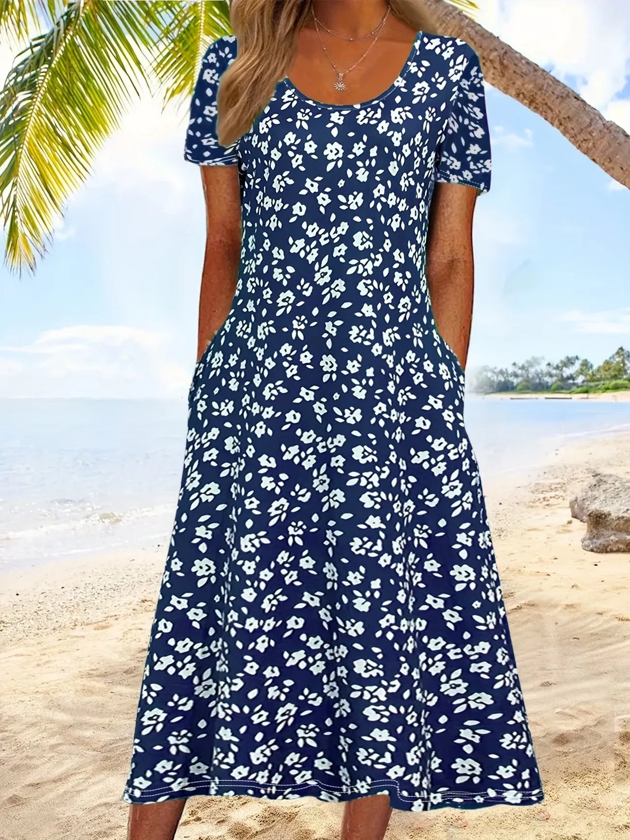 Women’s Summer Floral Print Vacation Midi Dress