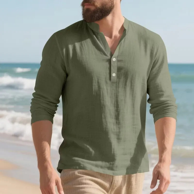 Men’s Solid-Color Stand-Collar Shirt