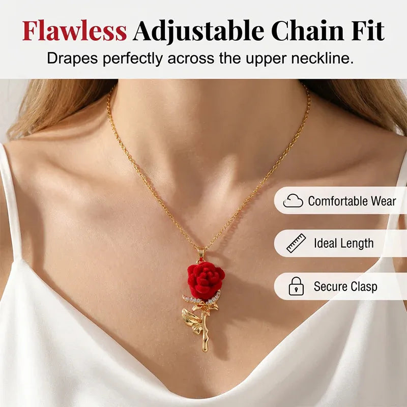Velvet Rose Pendant Necklace