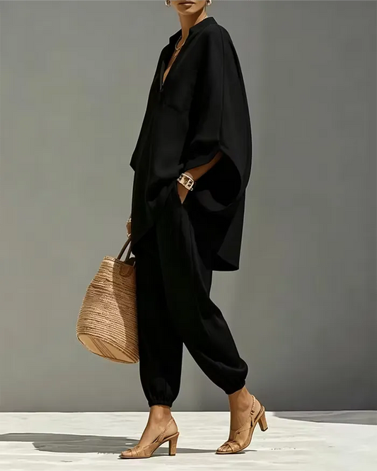 Women's V-Neck Relaxed Two-Piece Set