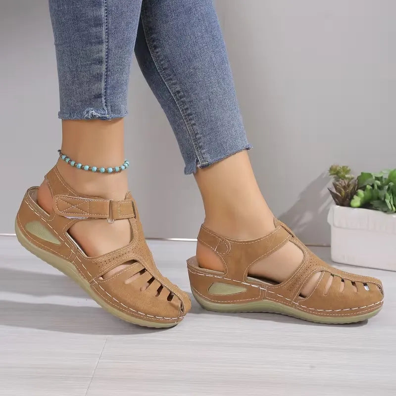 Women’s Cutout Hook-and-Loop Comfort Sandals