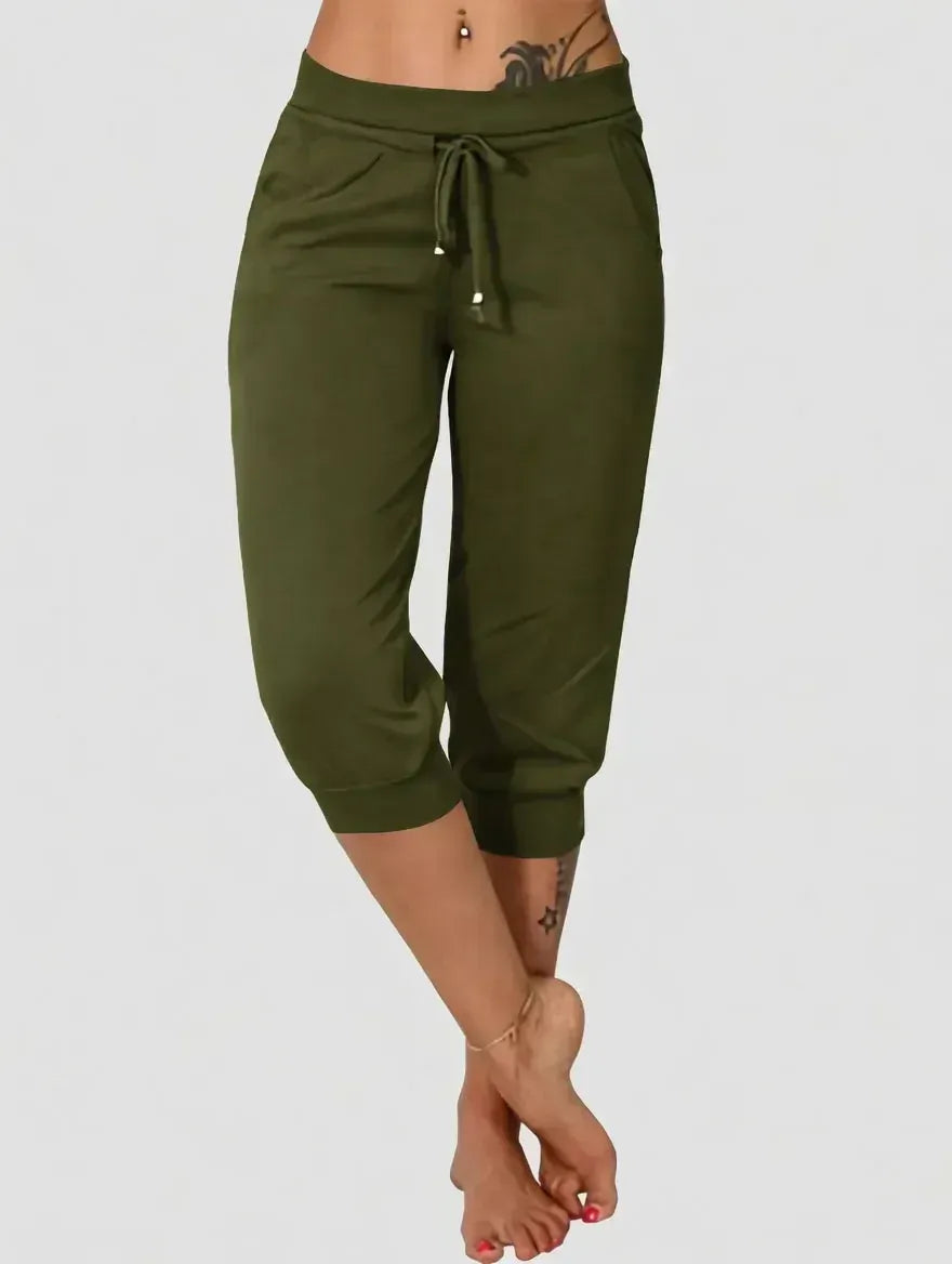 Women's Drawstring Capri Jogger Pants