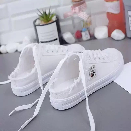 Women’s Frayed Denim Mule Sneakers