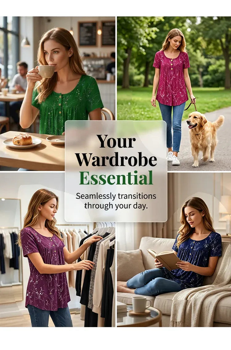 Women’s Floral Pleated Tunic Top
