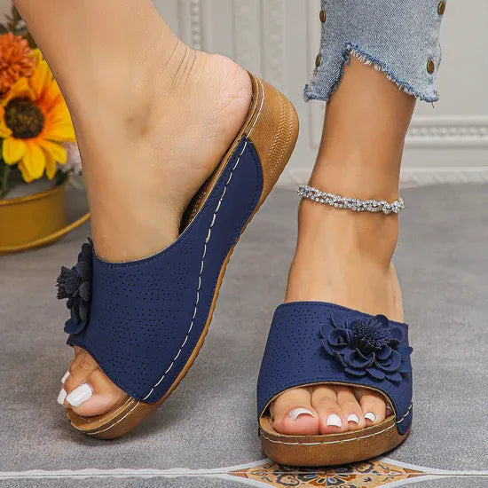Women’s Floral Open-Toe Comfort Wedge Sandals